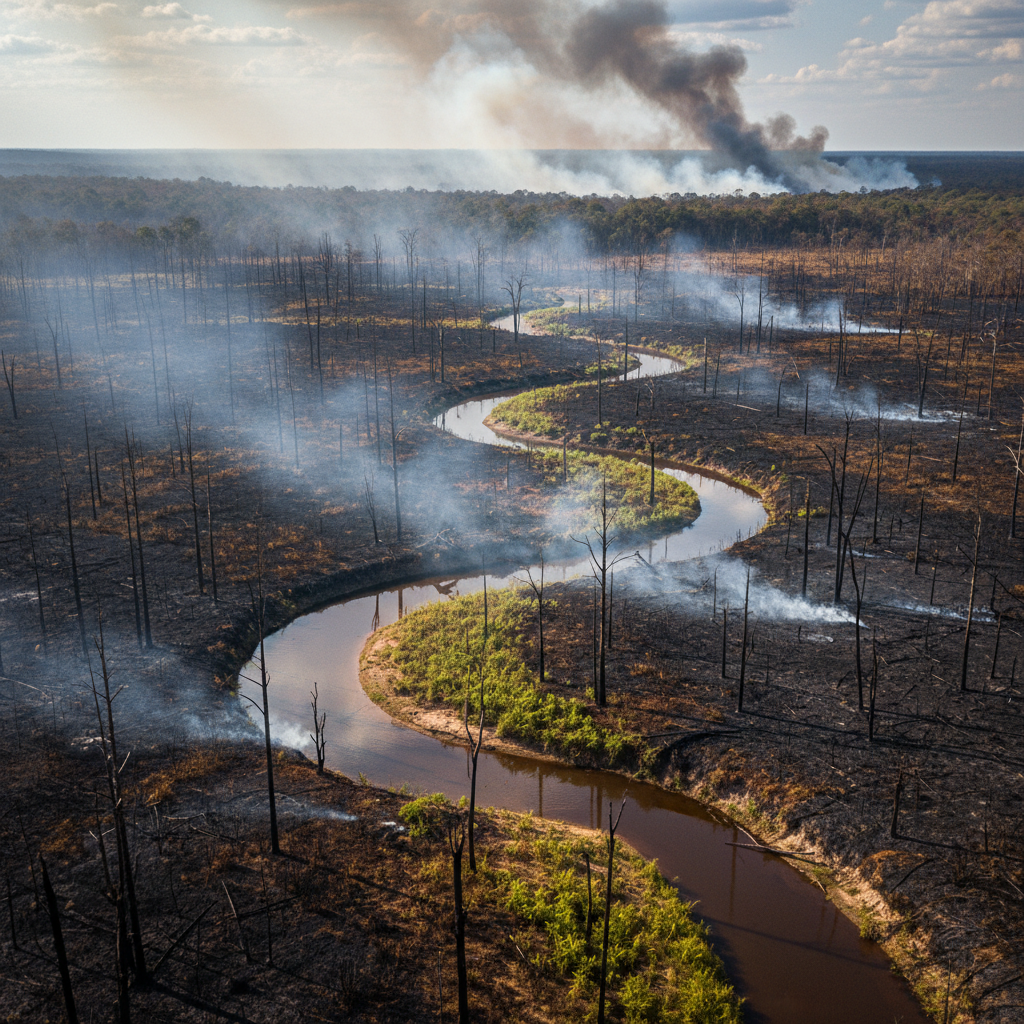 Early evidence of arrested succession in riparian forests after a large savanna wildfire in central Brazil
