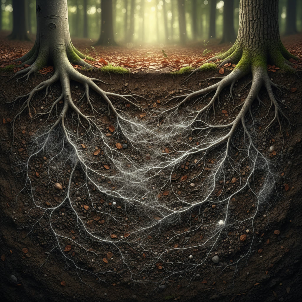 Mykorrhiza-Netzwerk im Waldboden